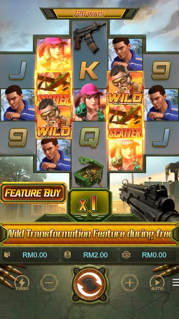 Skrin permainan Battleground Royale di PG Soft BolehSpin