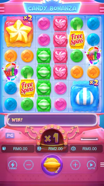 Skrin permainan Candy Bonanza di PG Soft BolehSpin
