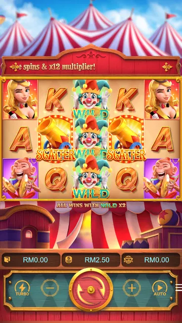 Skrin permainan Circus Delight di PG Soft BolehSpin