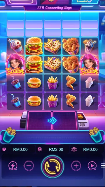 Skrin permainan Diner Frenzy Spins di PG Soft BolehSpin