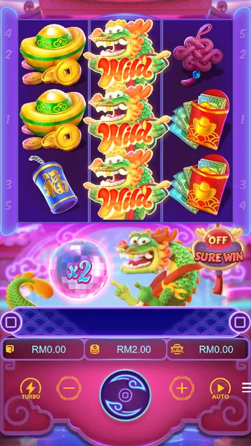Skrin permainan Fortune Dragon di PG Soft BolehSpin