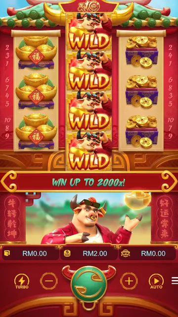 Skrin permainan Fortune Ox di PG Soft BolehSpin