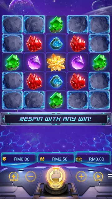 Skrin permainan Galactic Gems di PG Soft BolehSpin