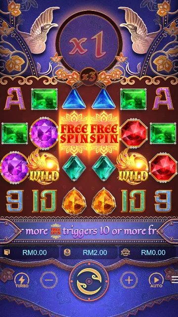 Skrin permainan Garuda Gems di PG Soft BolehSpin