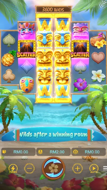 Hawaiian Tiki game screen on PG Soft at BolehSpin