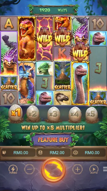 BolehSpin PG Soft 里的 Jurassic Kingdom 游戏画面