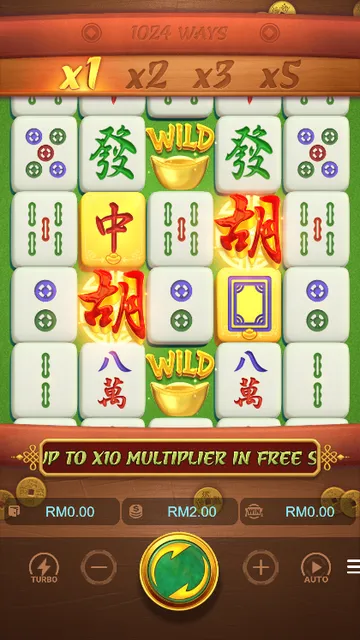 Skrin permainan Mahjong Ways di PG Soft BolehSpin
