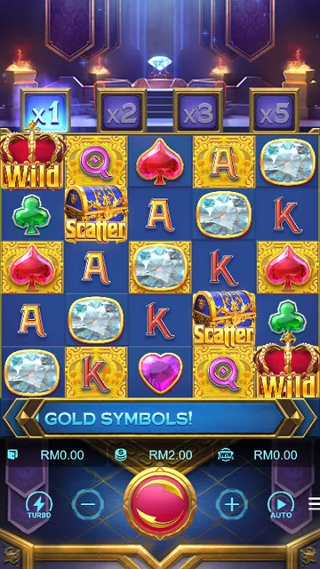 Skrin permainan Majestic Treasures di PG Soft BolehSpin