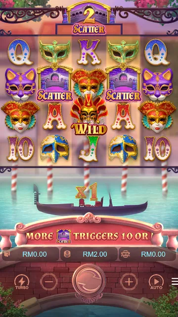 Skrin permainan Mask Carnival di PG Soft BolehSpin