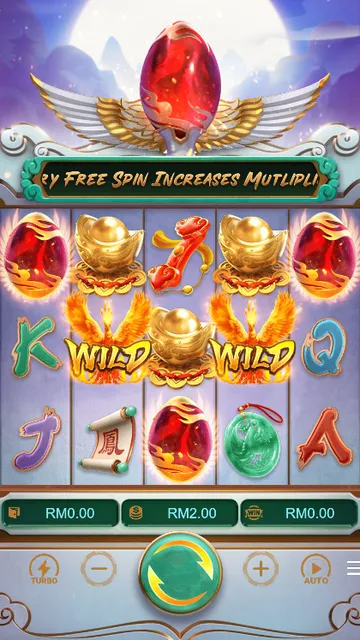 Phoenix Rises game screen on PG Soft at BolehSpin