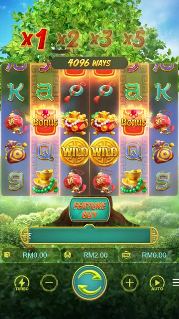 Skrin permainan Prosperity Fortune Tree di PG Soft BolehSpin
