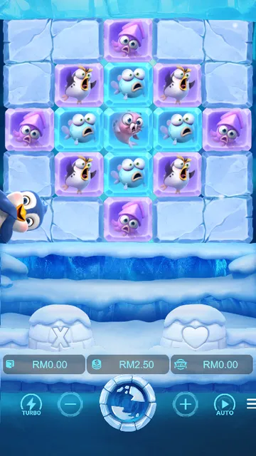Skrin permainan The Great Icescape di PG Soft BolehSpin
