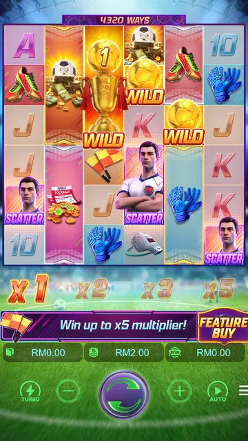 Skrin permainan Ultimate Striker di PG Soft BolehSpin