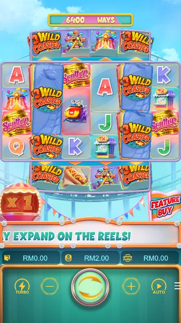 Skrin permainan Wild Coaster di PG Soft BolehSpin