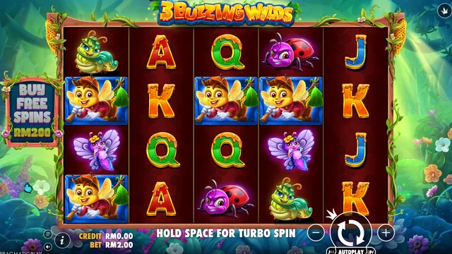 Skrin permainan 3 Buzzing Wilds di Pragmatic Play BolehSpin