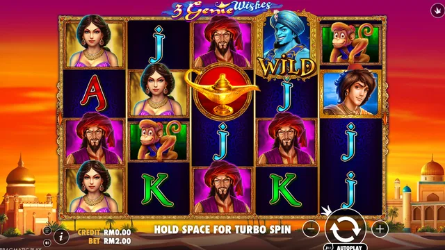 3 Genie Wishes game screen on Pragmatic Play at BolehSpin