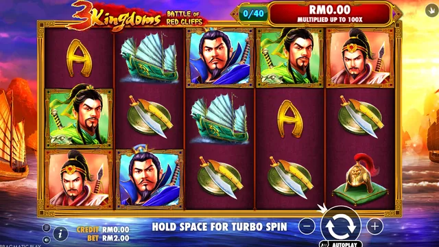 3 Kingdoms - Battle of Red Cliffs game screen on Pragmatic Play at BolehSpin