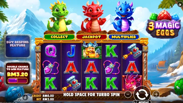 Skrin permainan 3 Magic Eggs di Pragmatic Play BolehSpin