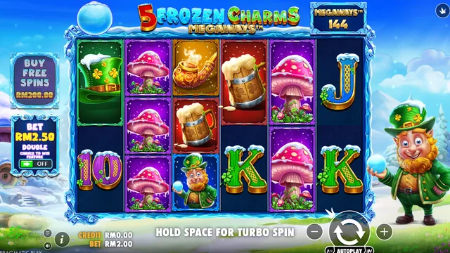 Skrin permainan 5 Frozen Charms Megaways di Pragmatic Play BolehSpin