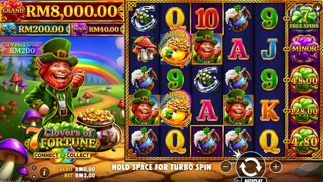 Skrin permainan 7 Clovers of Fortune di Pragmatic Play BolehSpin
