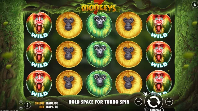 Skrin permainan 7 Monkeys di Pragmatic Play BolehSpin