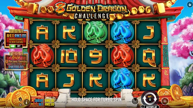Skrin permainan 8 Golden Dragon Challenge di Pragmatic Play BolehSpin
