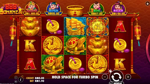 888 Bonanza game screen on Pragmatic Play at BolehSpin