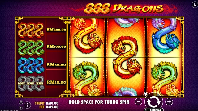 Skrin permainan 888 Dragons di Pragmatic Play BolehSpin