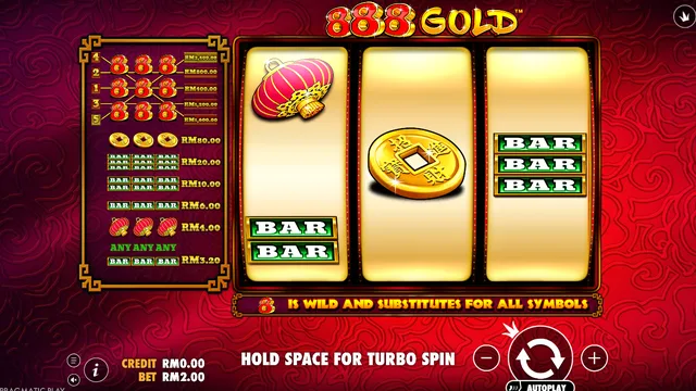 Skrin permainan 888 Gold di Pragmatic Play BolehSpin