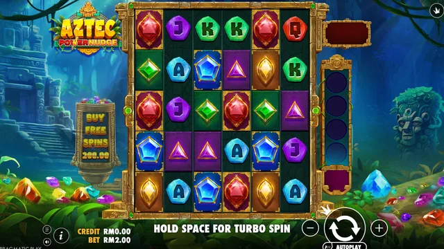 Skrin permainan Aztec Powernudge di Pragmatic Play BolehSpin