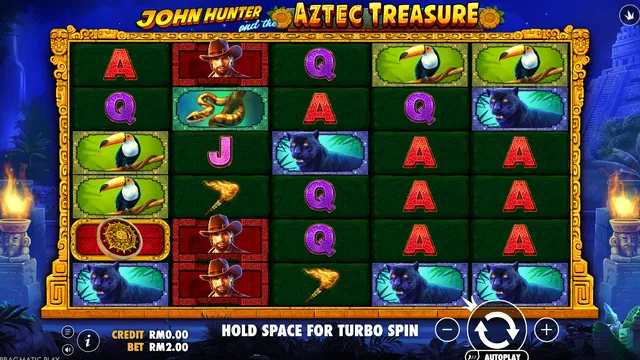 Skrin permainan Aztec Treasure di Pragmatic Play BolehSpin