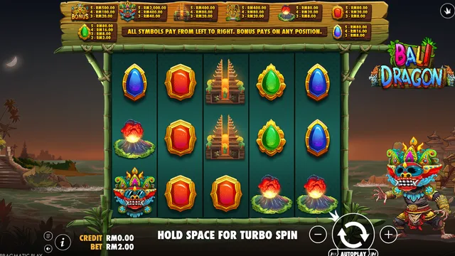 Skrin permainan Bali Dragon di Pragmatic Play BolehSpin