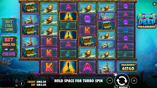 Skrin permainan Beware The Deep Megaways di Pragmatic Play BolehSpin