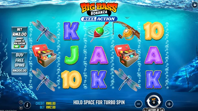 Big Bass Bonanza - Reel Action game screen on Pragmatic Play at BolehSpin