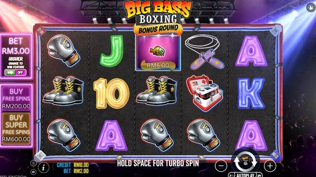 Skrin permainan Big Bass Boxing Bonus Round di Pragmatic Play BolehSpin
