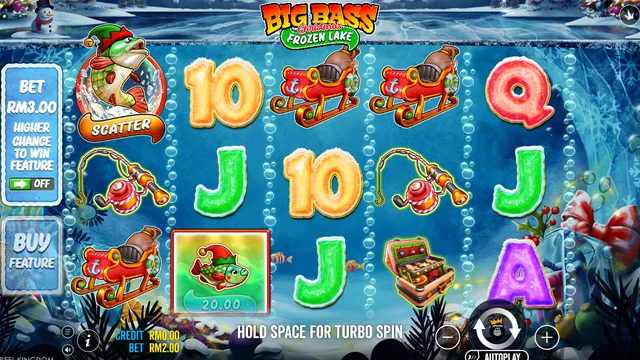 Big Bass Christmas - Frozen Lake game screen on Pragmatic Play at BolehSpin