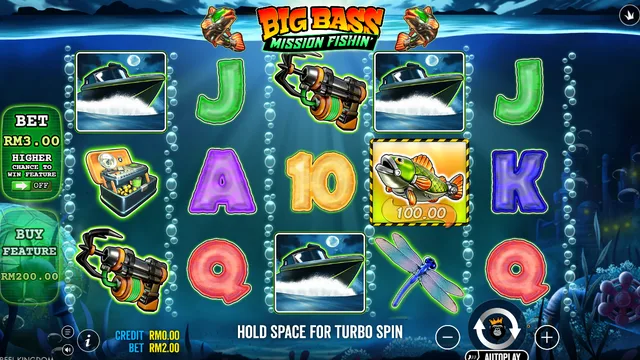 Skrin permainan Big Bass Mission Fishin' di Pragmatic Play BolehSpin