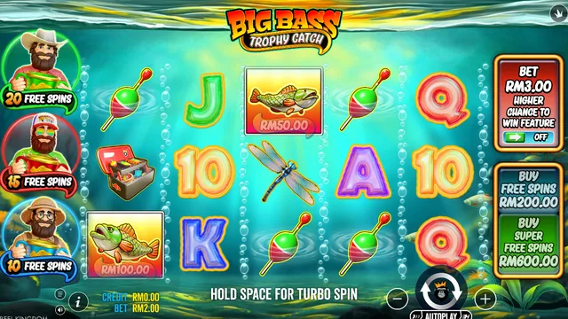 Skrin permainan Big Bass Trophy Catch di Pragmatic Play BolehSpin