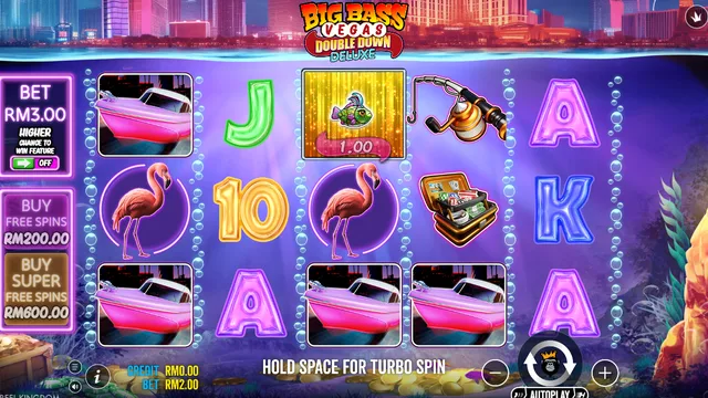 Skrin permainan Big Bass Vegas Double Down Deluxe di Pragmatic Play BolehSpin