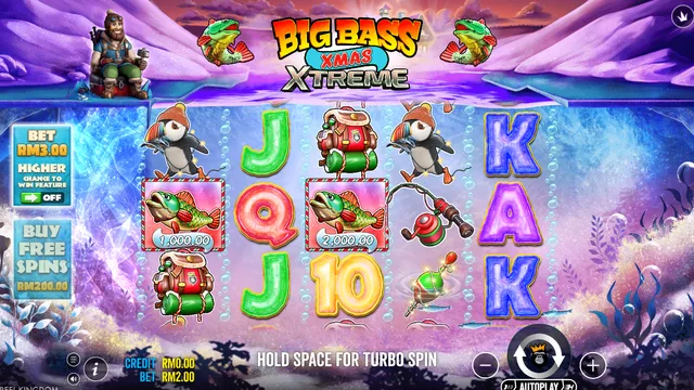 Skrin permainan Big Bass Xmas Xtreme di Pragmatic Play BolehSpin