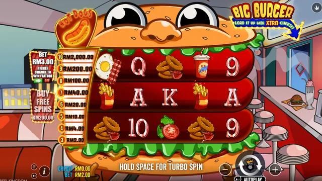 Skrin permainan Big Burger Load it up with Xtra Cheese di Pragmatic Play BolehSpin