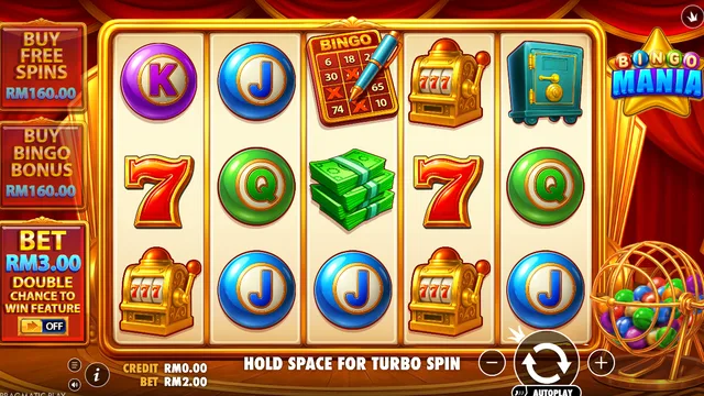 Skrin permainan Bingo Mania di Pragmatic Play BolehSpin