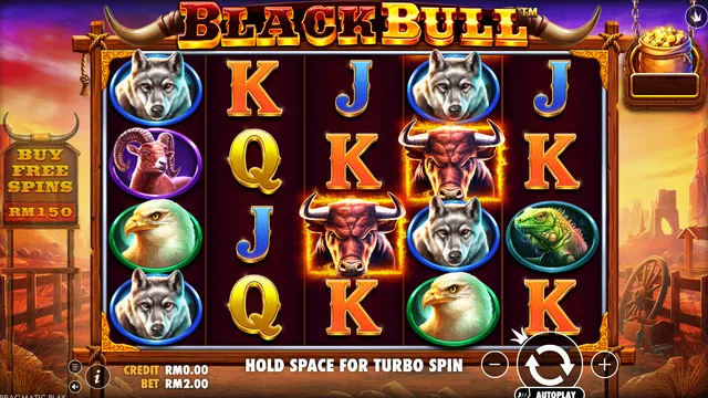Skrin permainan Black Bull di Pragmatic Play BolehSpin
