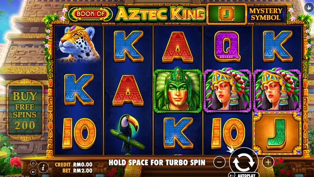 Skrin permainan Book of Aztec King di Pragmatic Play BolehSpin