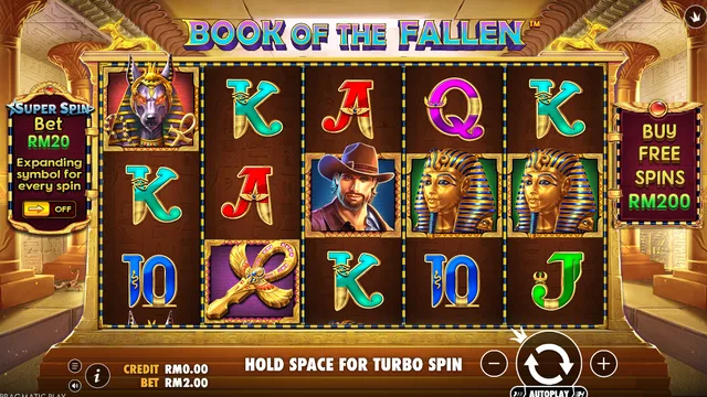Book of Fallen game screen on Pragmatic Play at BolehSpin