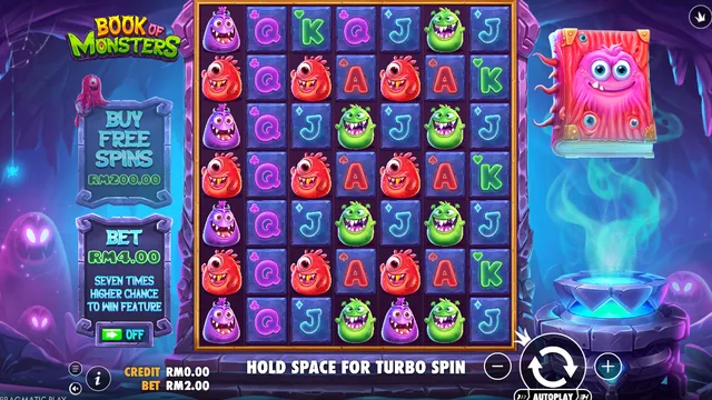 Book of Monsters game screen on Pragmatic Play at BolehSpin