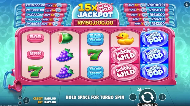 Skrin permainan Bubble Pop di Pragmatic Play BolehSpin