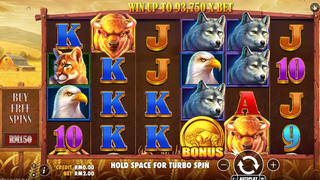 Skrin permainan Buffalo King di Pragmatic Play BolehSpin