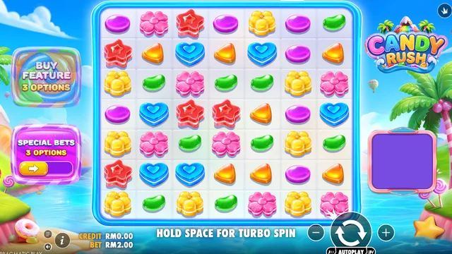 Candy Rush game screen on Pragmatic Play at BolehSpin