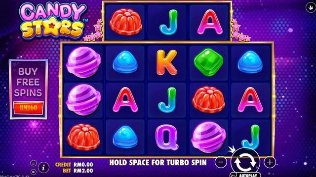 Skrin permainan Candy Stars di Pragmatic Play BolehSpin